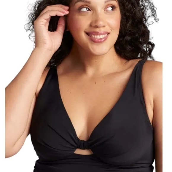 Lane Bryant Relaxed Underwire Swim Tankini Top Black- 40D - Picture 2 of 5